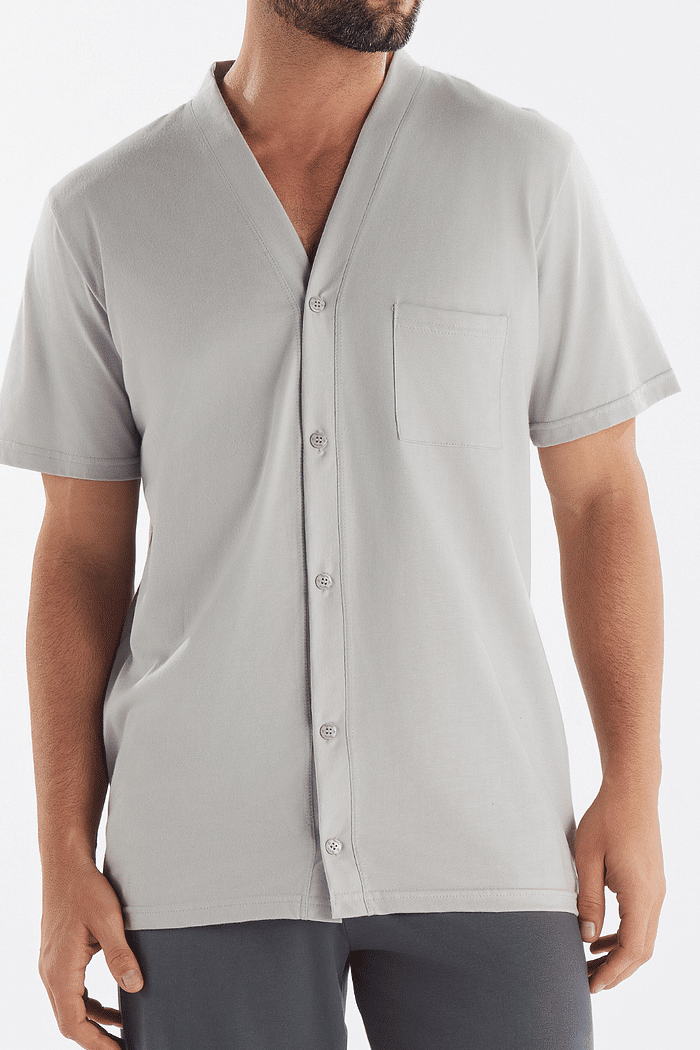 PIJAMA MEIA MANGA ABERTURA FRONTAL COM CALCA EM MEIA MALHA MASCULINO 