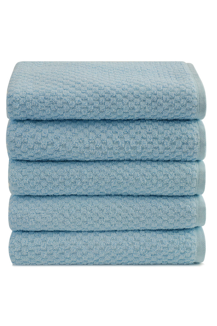 Jogo De Toalhas 5 peças Banho Fio Penteado Carré Azul