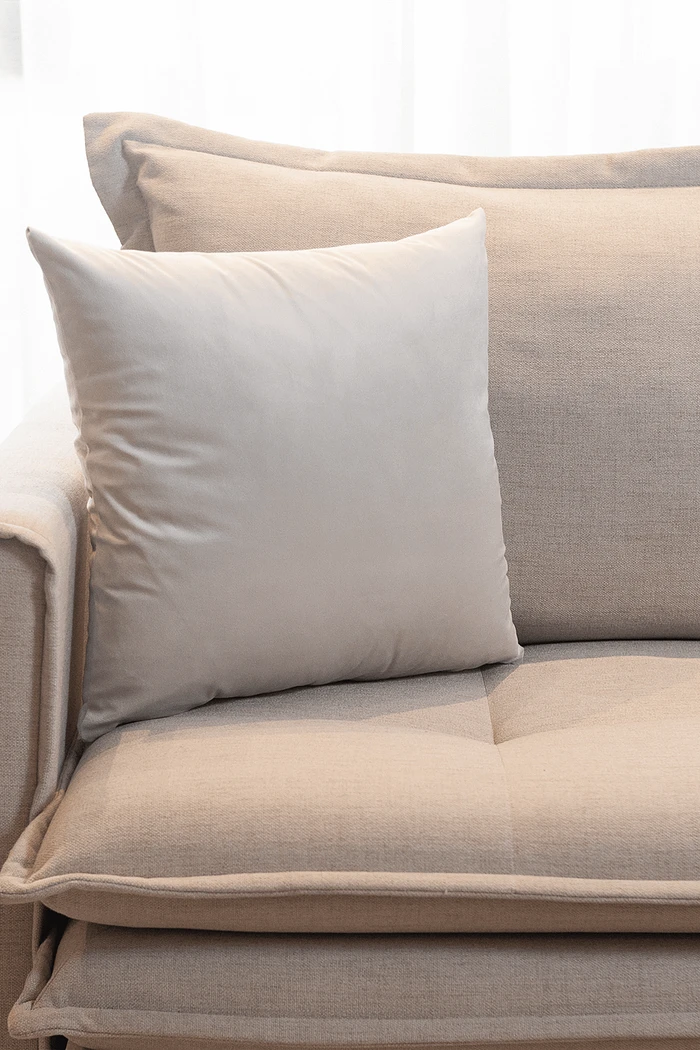 Capa de Almofada Veludo Premium Decorativa - Off White Gelo 45cm x 45cm