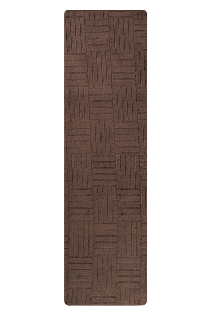 Tapete Passadeira Microfibra SuperSoft Pequim 60x200 - Grid Marrom Escuro