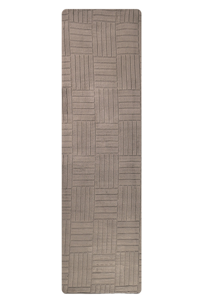 Tapete Passadeira Microfibra SuperSoft Pequim 60x200 - Grid Marrom Claro