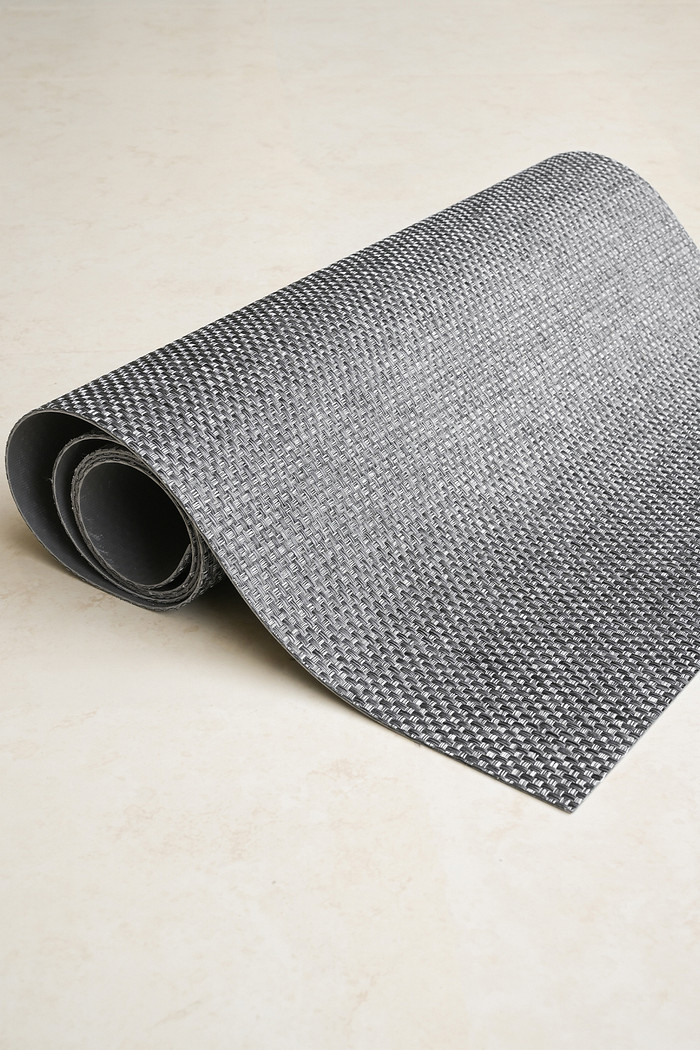 Tapete Passadeira PVC Antiderrapante Palha Cinza Chumbo 65x240
