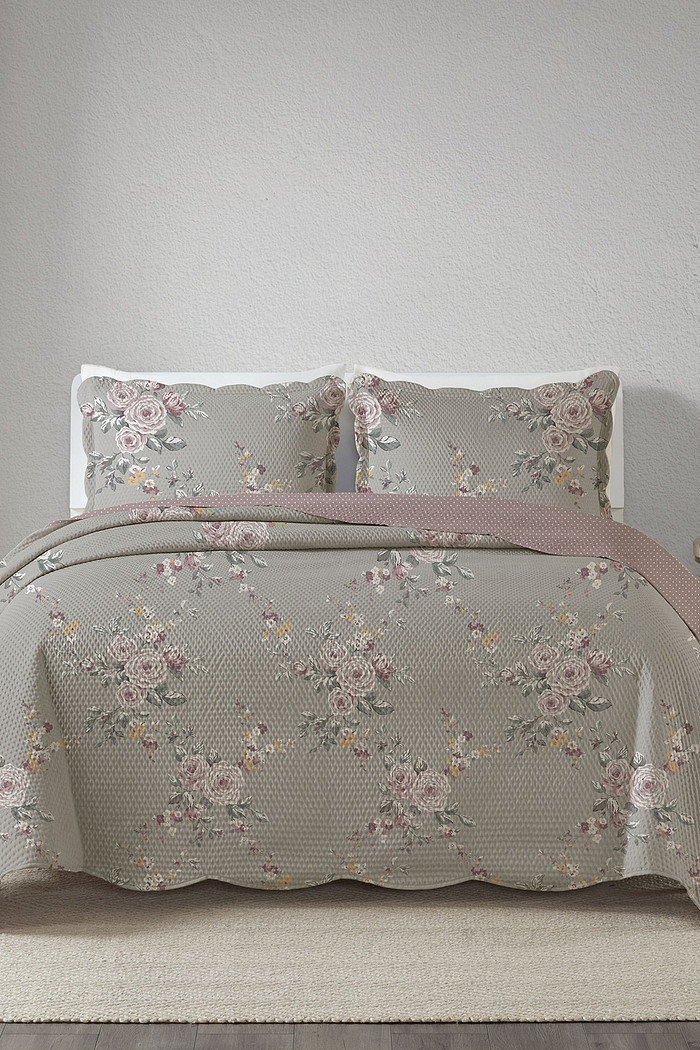 Kit Cobre Leito Colcha Queen 3 Peças Boutis Estampada Dupla Face -  Ivy