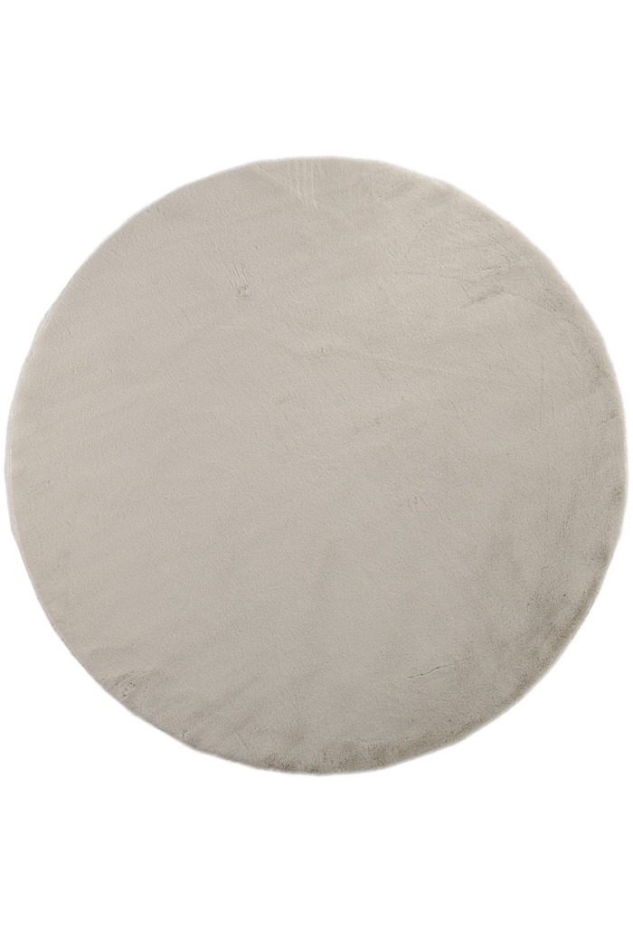 Tapete Peludo Ultra Macio Pele de Coelho Antiderrapante Bege Redondo 1,50m