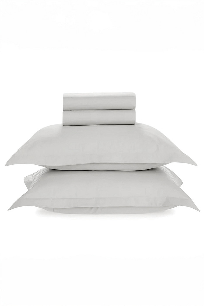 Jogo de Cama Queen 4 Peças 300 Fios Cetim 100% Algodão Cinza