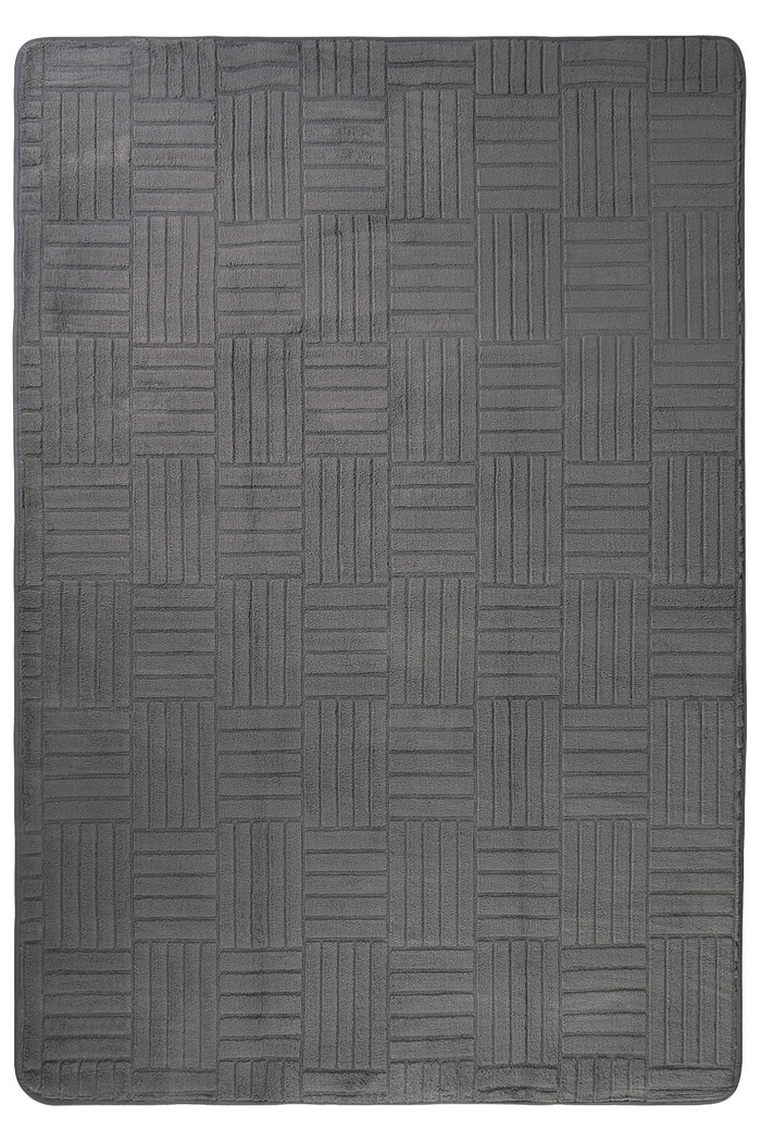 Tapete Passadeira Microfibra SuperSoft Pequim 100x140 - Grid Chumbo