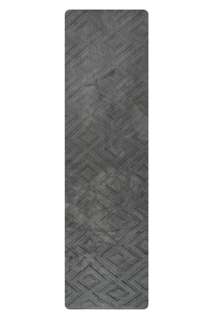 Tapete Passadeira Microfibra SuperSoft Pequim 60x200 - Lotus Chumbo