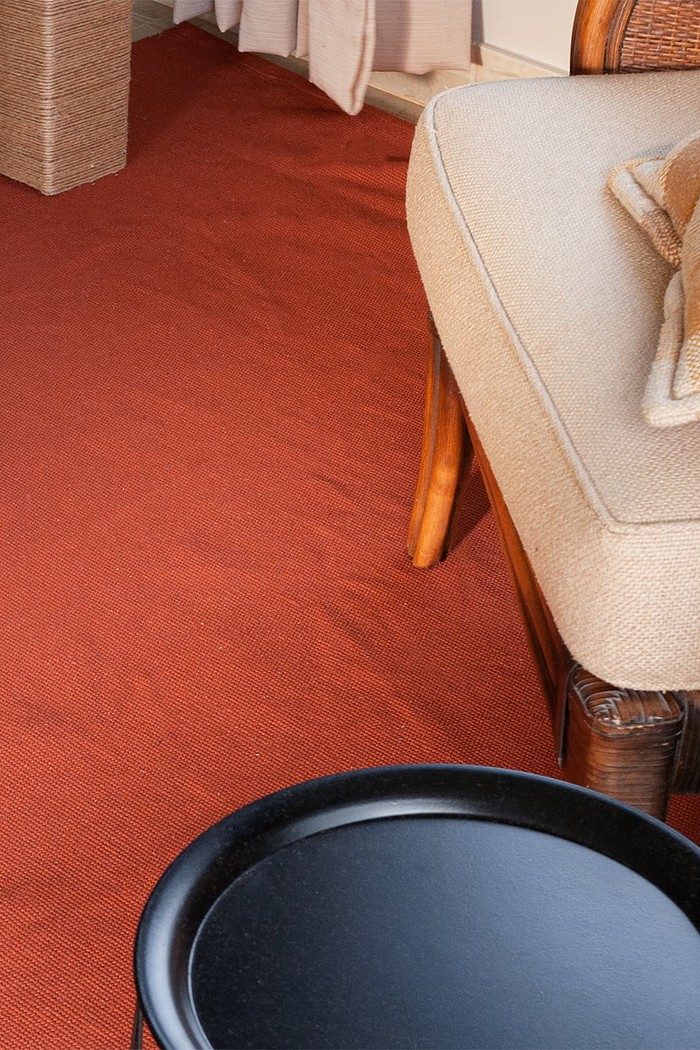 Tapete Artesanal Trama Basic Grande para Sala Liso Terracota 2,00x4,00