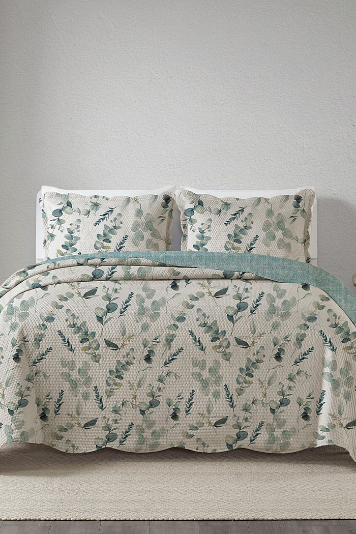 Kit Cobre Leito Colcha Casal 3 Peças Bouti Microfibra Estampada - Daphne