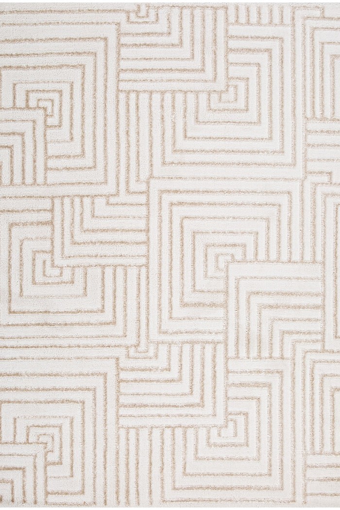 Tapete Sala Perfil Leve Caspian Quadros Off White e Bege 250x350