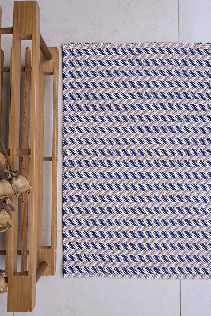 Tapete Avulso 45x65 Algodão Persa Azul e Bege