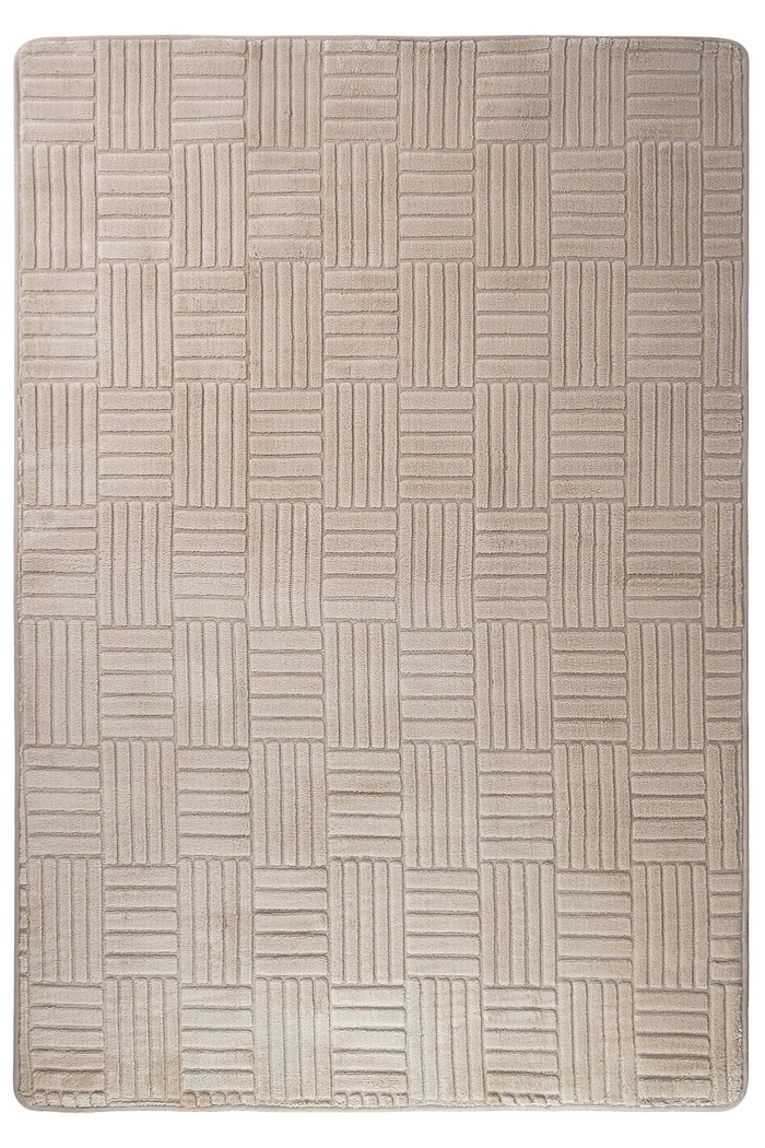 Tapete Passadeira Microfibra SuperSoft Pequim 100x140 - Grid Bege