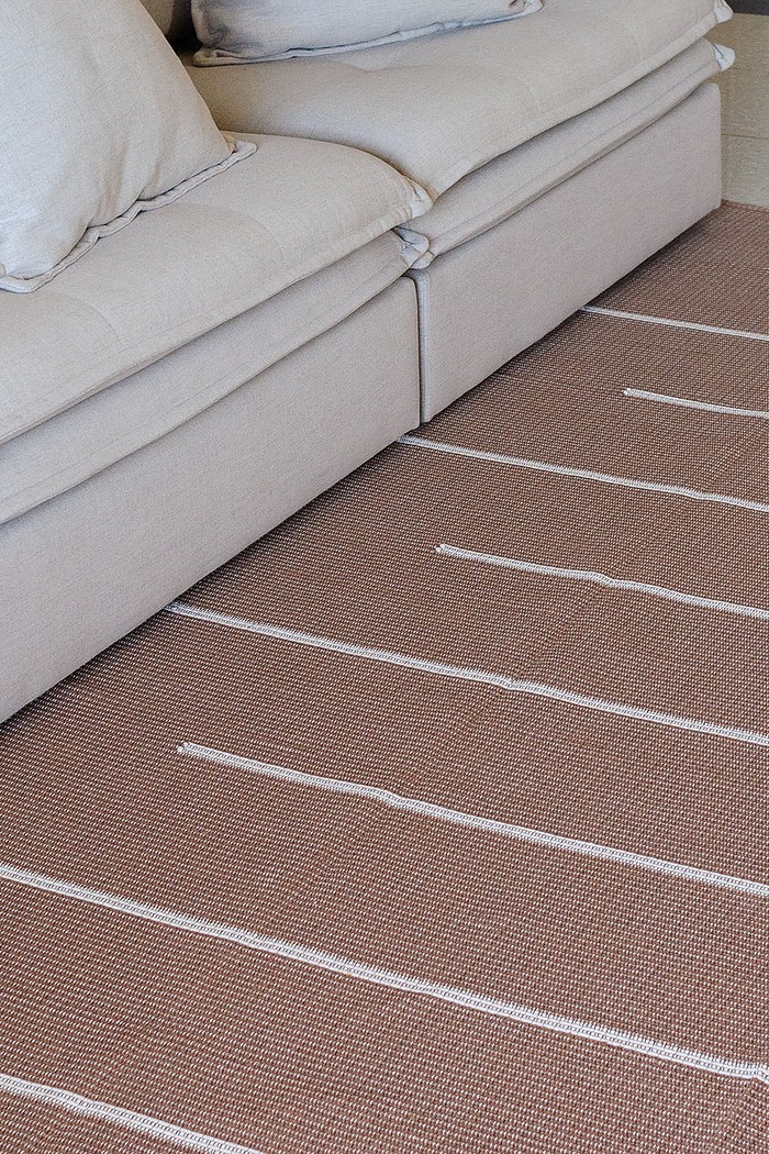 Tapete Artesanal Trama Basic de Sala Listras Chocolate 200x300