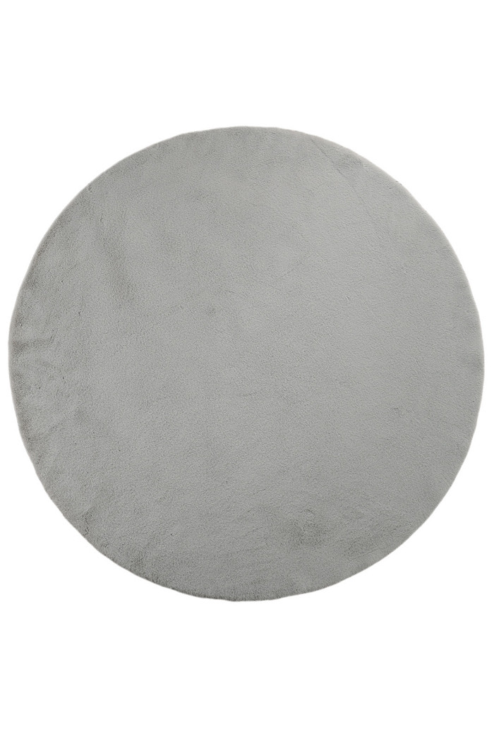 Tapete Peludo Ultra Macio Pele de Coelho Antiderrapante Cinza Redondo 2,0m