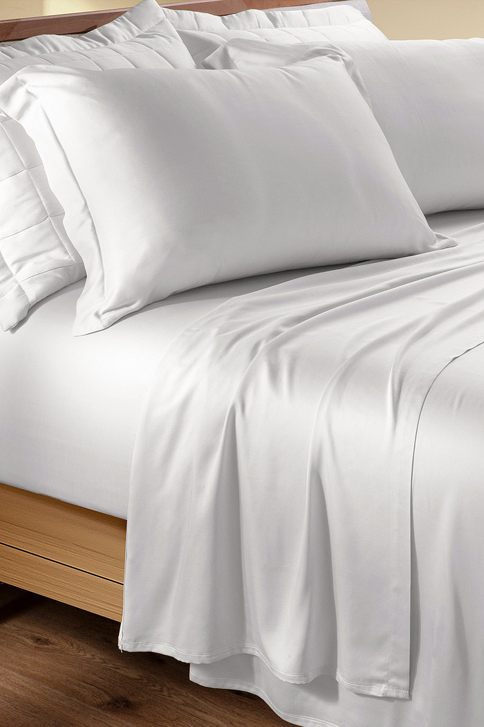 Jogo de Lençol Casal 4 Peças 300 Fios Bambu Branco – Hipoalergênico, Termorregulador e Ultra Macio