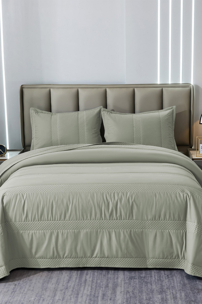 Kit Colcha Casal Essence 230 Fios Matelado Dupla Face 100% Algodão - Verde Pistache