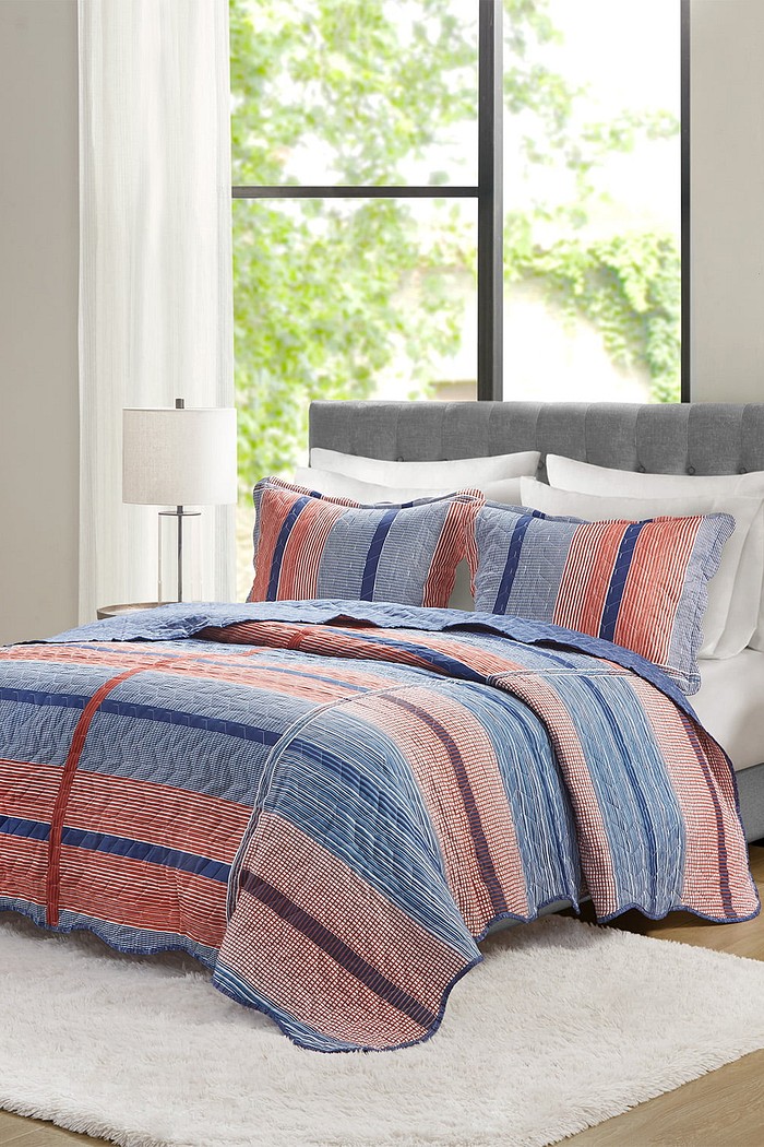 Kit Cobre leito Colcha Super King 3 Peças Bouti Dupla Face Microfibra Costurada - Malton