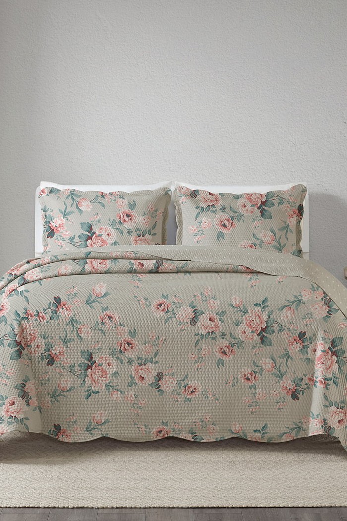 Kit Cobre Leito Colcha Casal 3 Peças Bouti Microfibra Estampada - Penelope