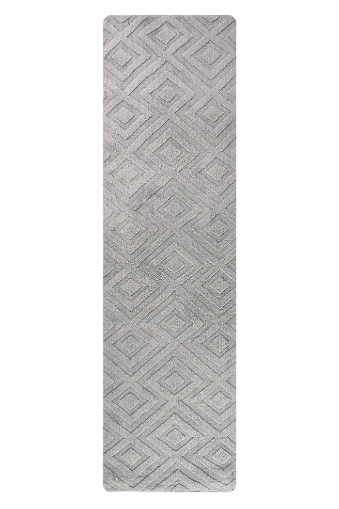 Tapete Passadeira Microfibra SuperSoft Pequim 60x200 - Lotus Cinza