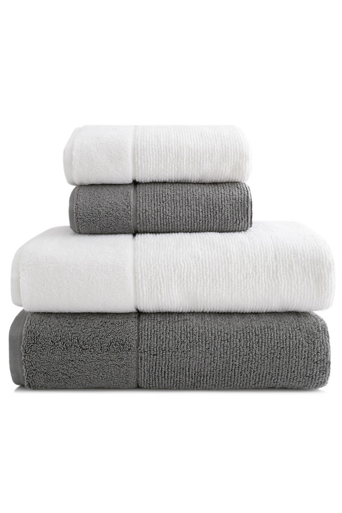 Jogo de Toalha Banhão 500g 4 peças Super Soft Zero Twist Frapê - Branco e Cinza