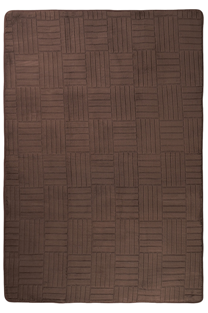 Tapete Passadeira Microfibra SuperSoft Pequim 100x140 - Grid Marrom Escuro