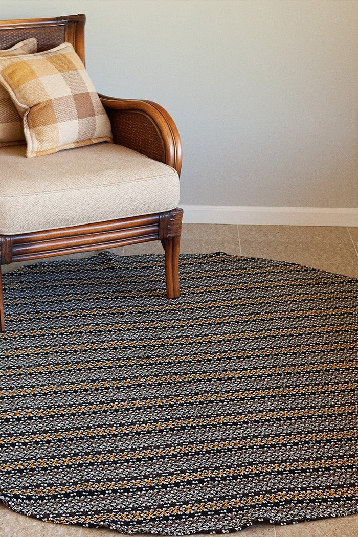 Tapete para Sala de Algodão Indiano Preto Color Redondo 2,0m