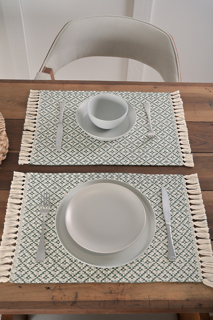 Jogo Americano Artesanal de 2 Peças 32cm x 45cm Coroa Verde