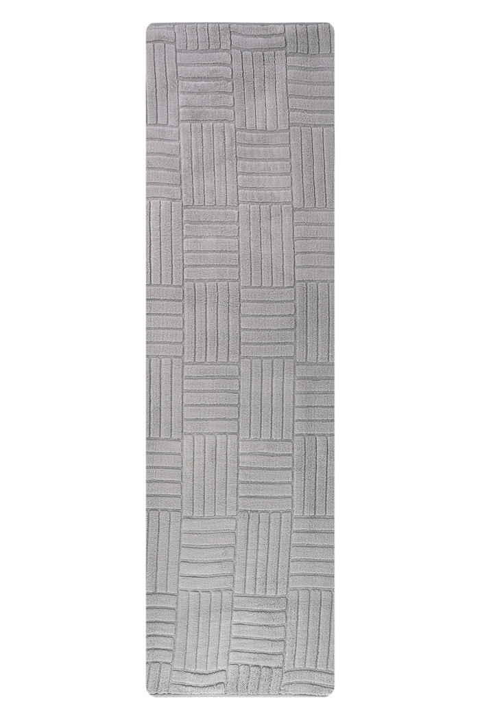 Tapete Passadeira Microfibra SuperSoft Pequim 60x200 - Grid Cinza