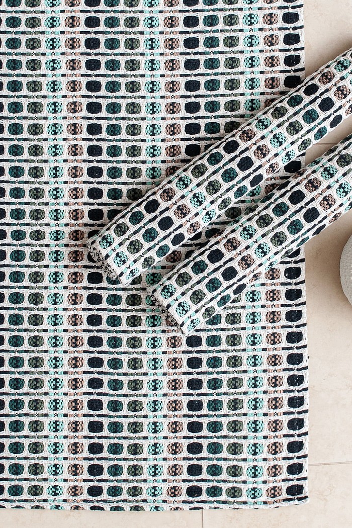 Kit de Cozinha 3 Peças Algodão Indiano Color Verde e Preto