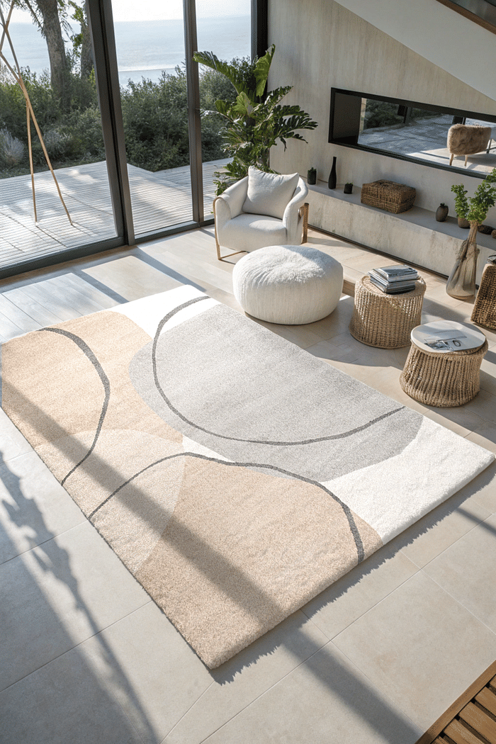 Tapete para Sala Grande Essenciais Organico Circles Nude 140x200