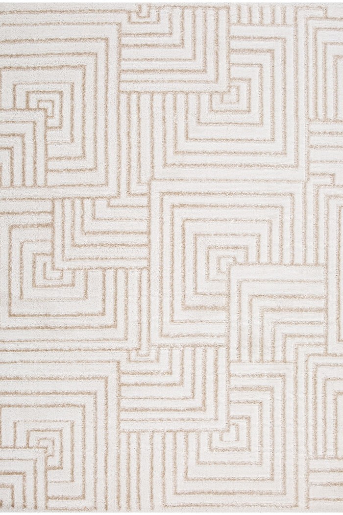 Tapete Sala Perfil Leve Caspian Quadros Off White e Bege 300x400