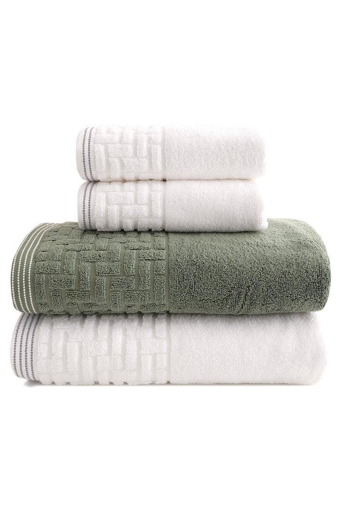 Jogo de Toalha Banho 500g 4 peças Super Soft Zero Twist Greco - Branco e Verde