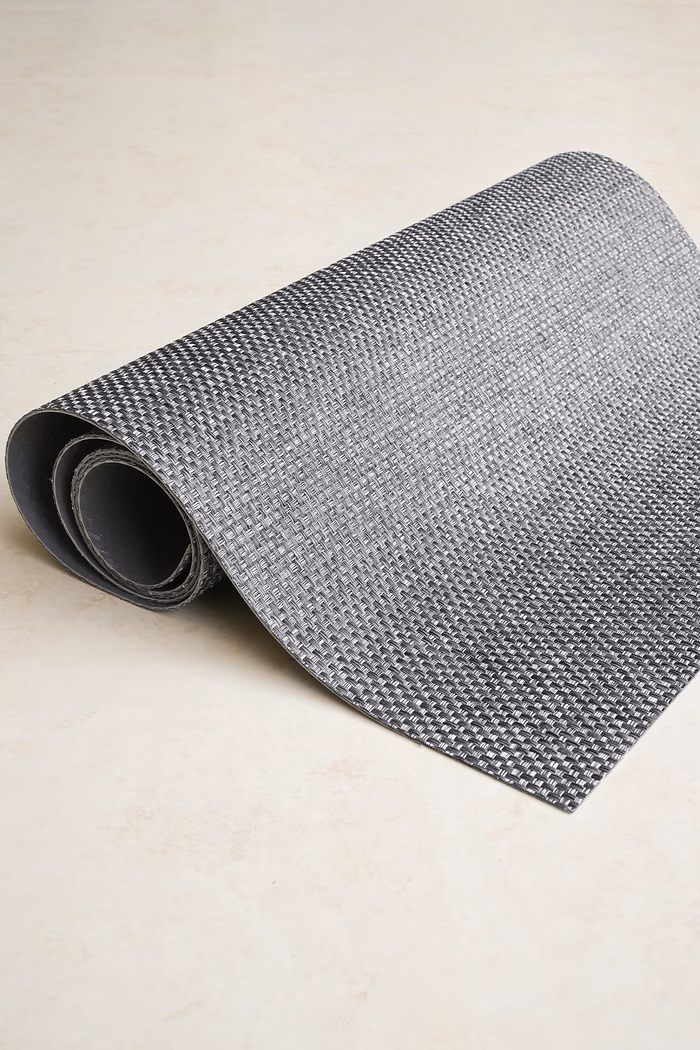 Tapete Passadeira PVC Antiderrapante Palha Cinza Chumbo 65x100