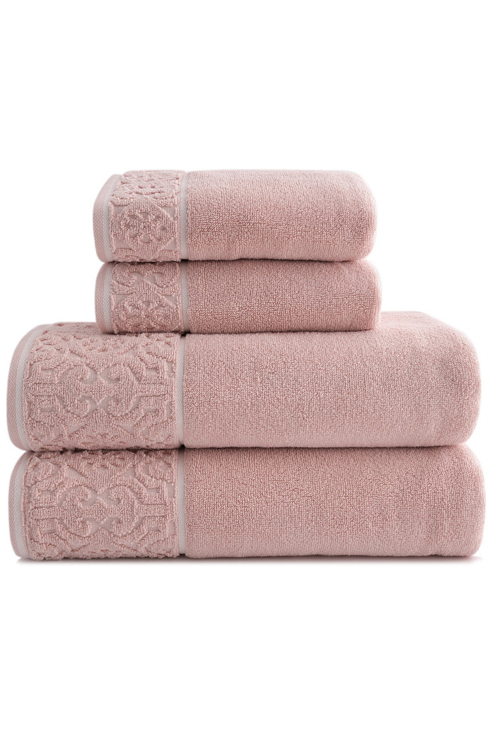 Jogo de Toalha Banhão 500g 4 peças Super Soft Zero Twist Arabesco - Rosa