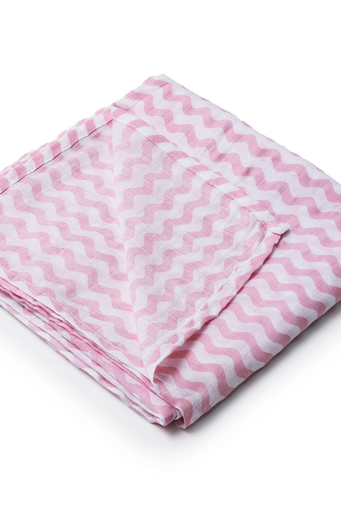 Manta Estilo Fralda Brisa para Bebês - Ondas Rosa