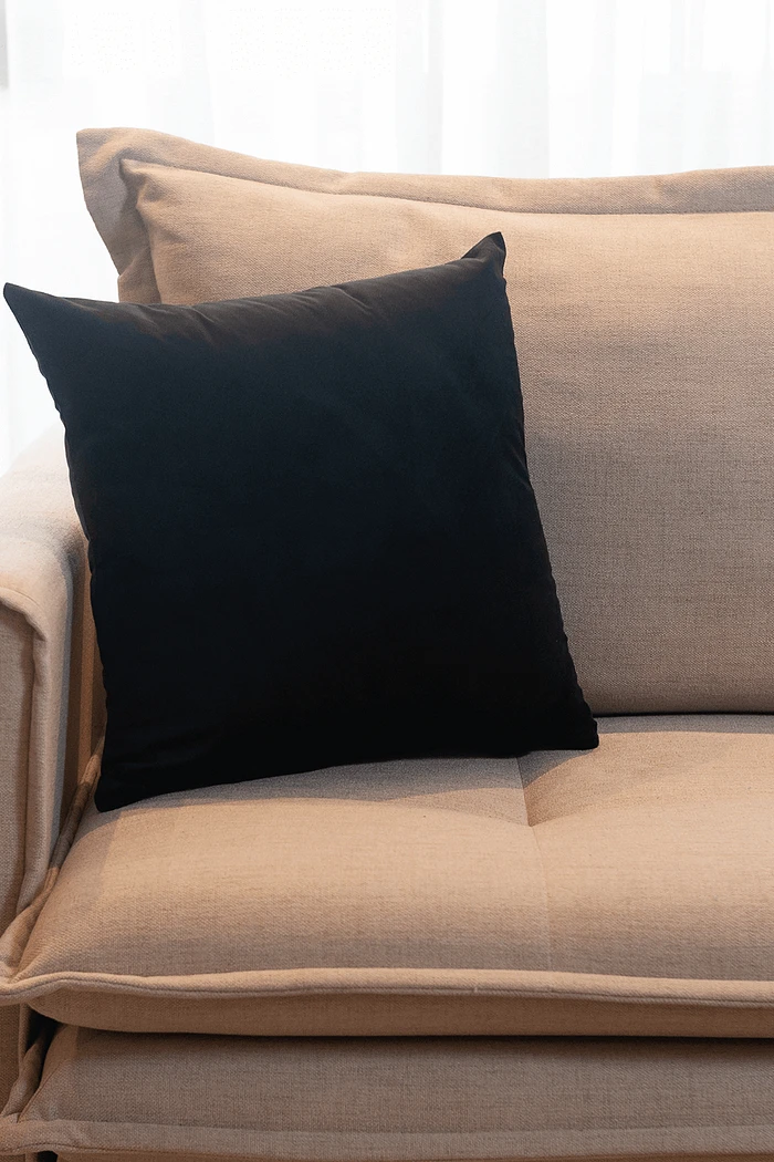 Capa de Almofada Veludo Premium Decorativa - Preto 45cm x 45cm