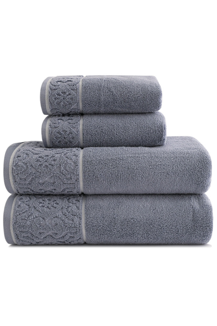 Jogo de Toalha Banho 500g 4 peças Super Soft Zero Twist Arabesco - Azul