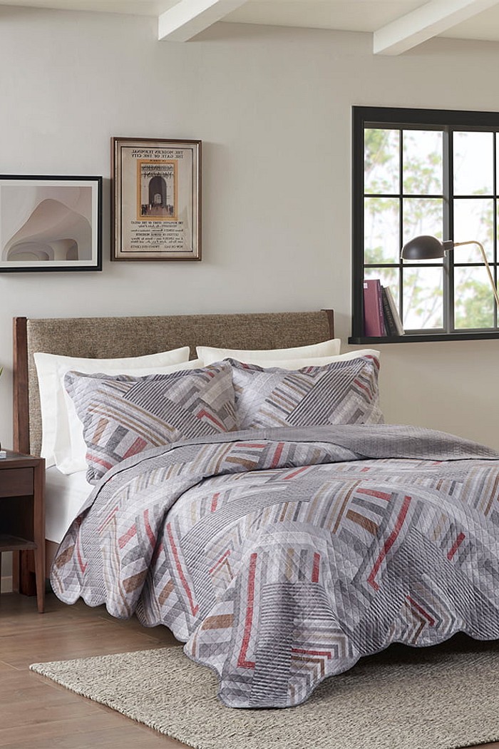 Kit Cobre Leito Colcha Super King 3 Peças Bouti Microfibra Estampada - Gil