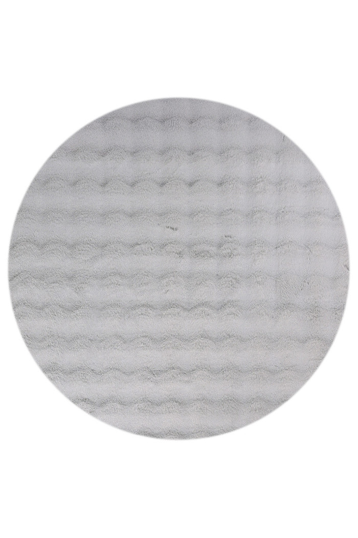Tapete Pele de Coelho Livy Prata Redondo 2,0m