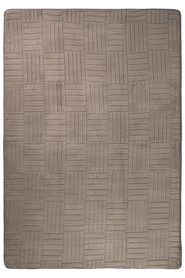 Tapete Passadeira Microfibra SuperSoft Pequim 100x140 - Grid Marrom Claro