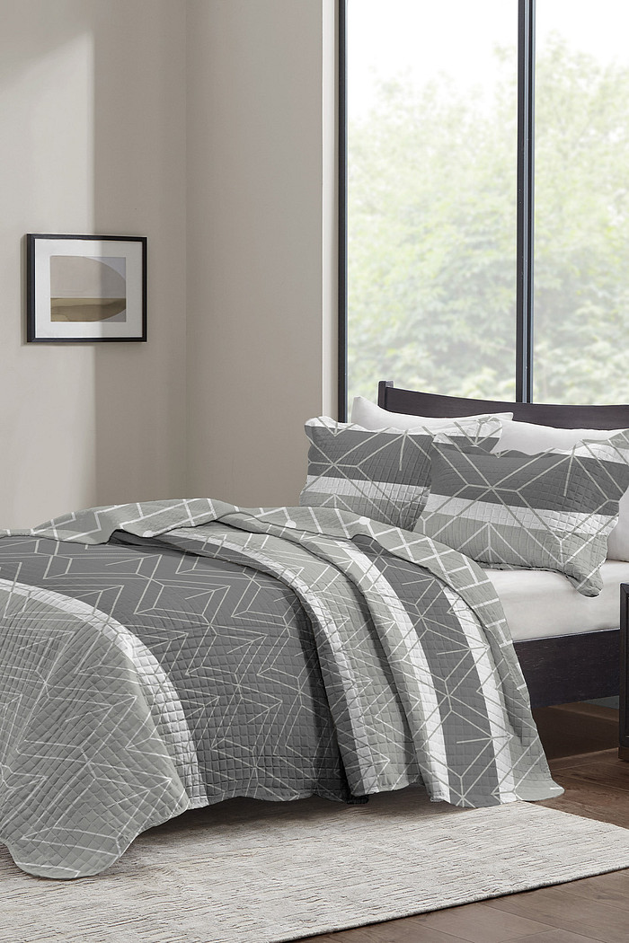 Kit Cobre Leito Colcha Queen 3 Peças Boutis Estampada Dupla Face -  Salton