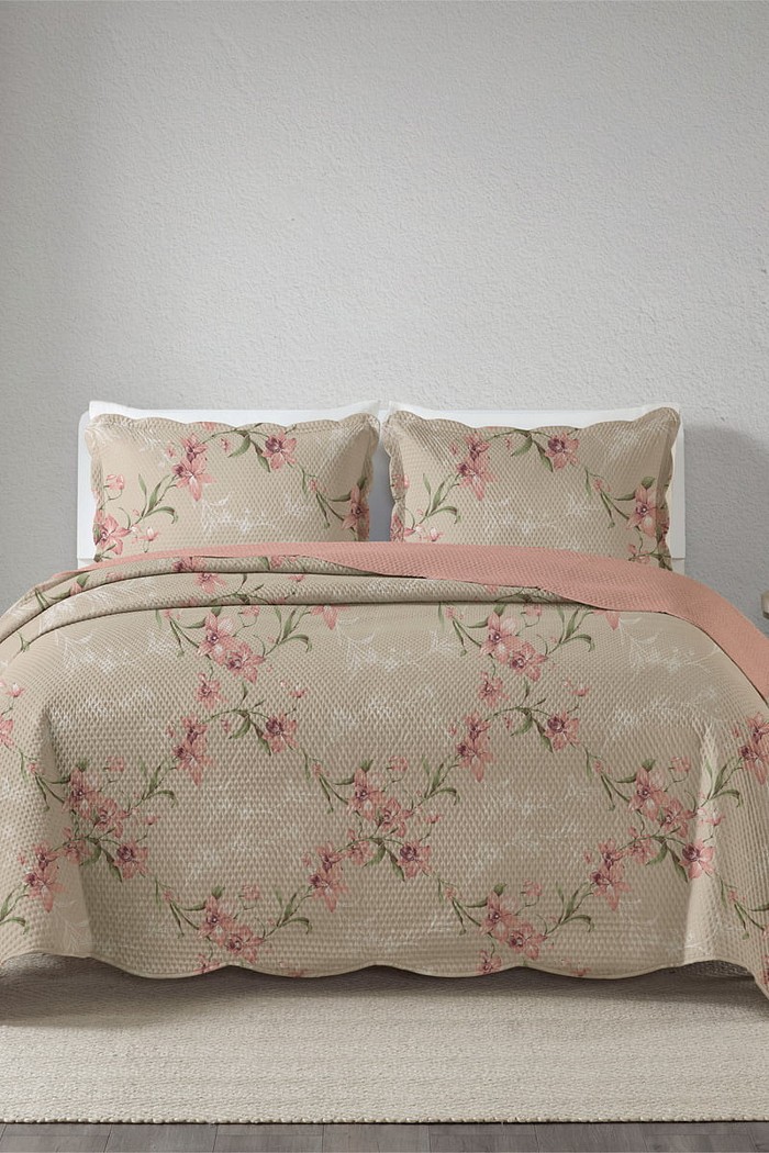 Kit Cobre Leito Colcha Casal 3 Peças Bouti Microfibra Estampada - Mary