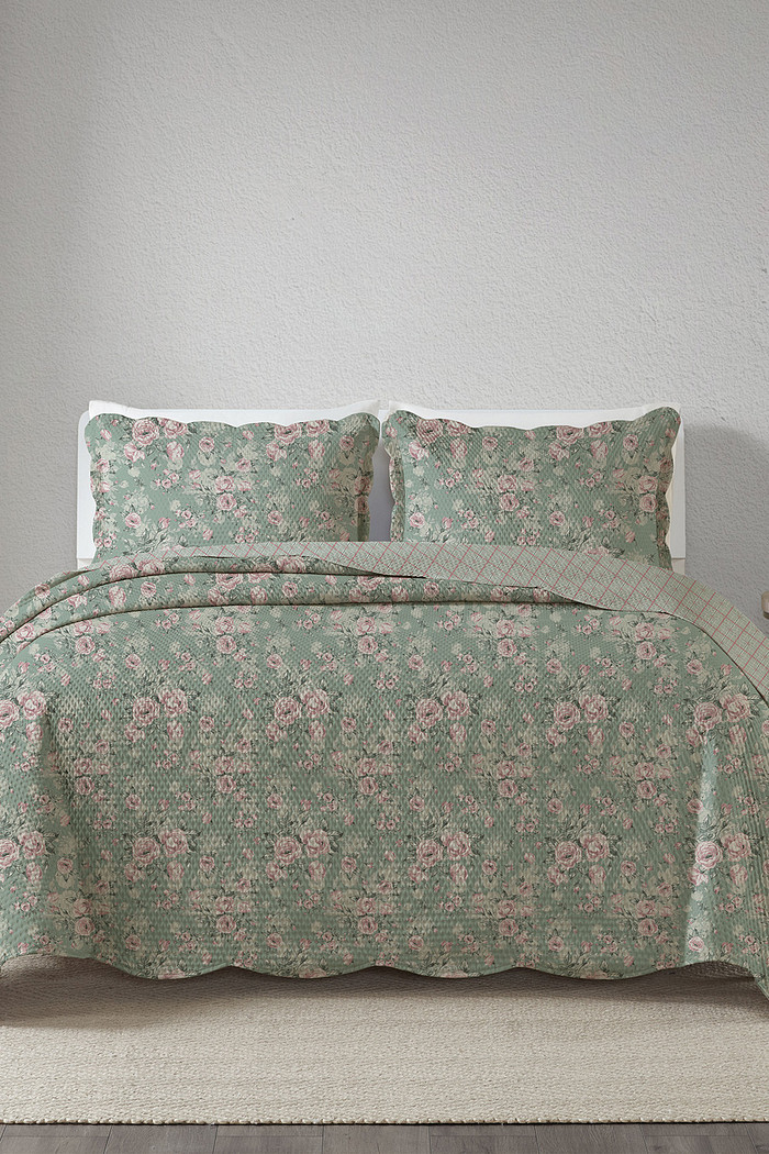 Kit Cobre Leito Colcha Casal 3 Peças Boutis Estampada Dupla Face -  Bella