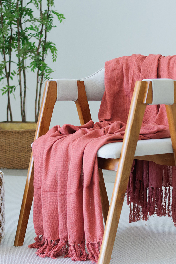 Manta De Sofá Artesanal Adele 150x200 Rosa Goiaba