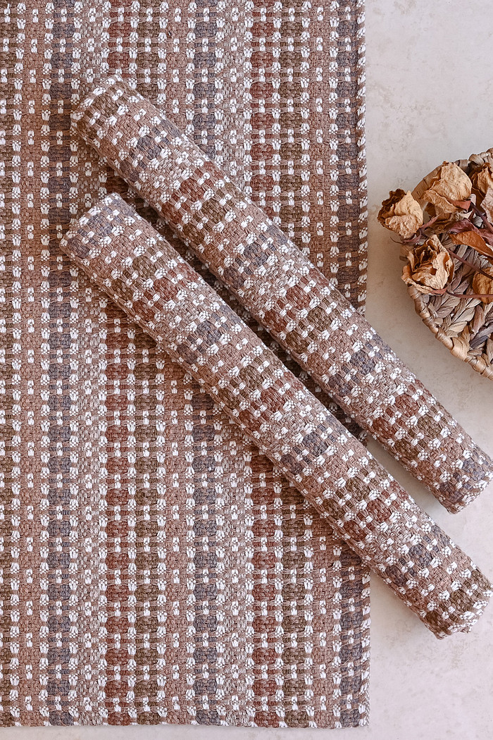 Kit de Cozinha 3 Peças Algodão Indiano Bege