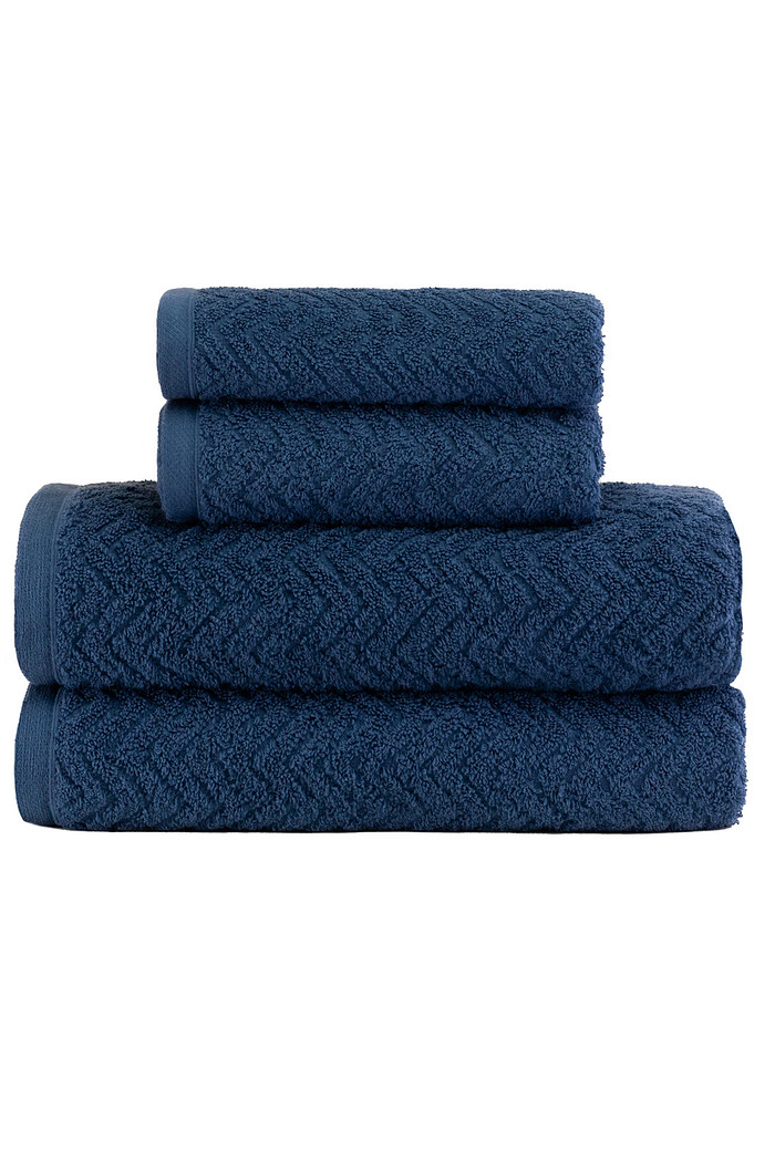 Jogo De Toalhas Banho Fio Penteado Milly 4 Peças - Marinho