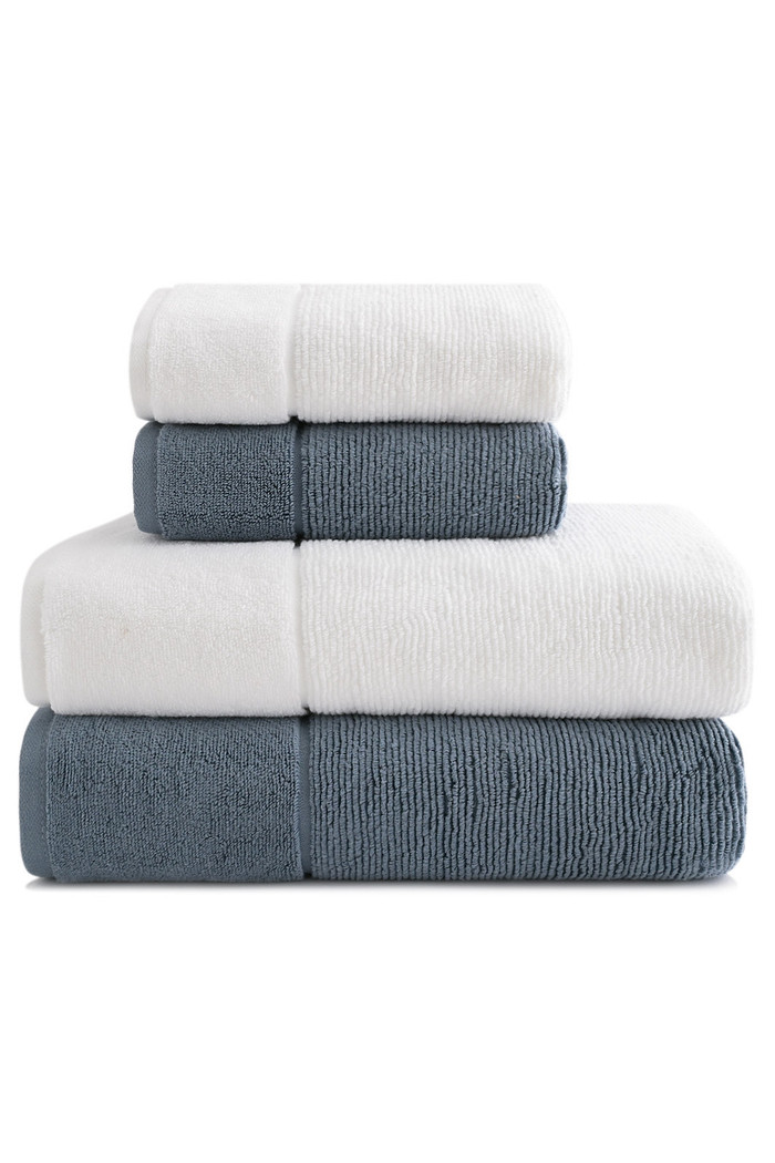 Jogo de Toalha Banhão 500g 4 peças Super Soft Zero Twist Frapê - Branco e Azul