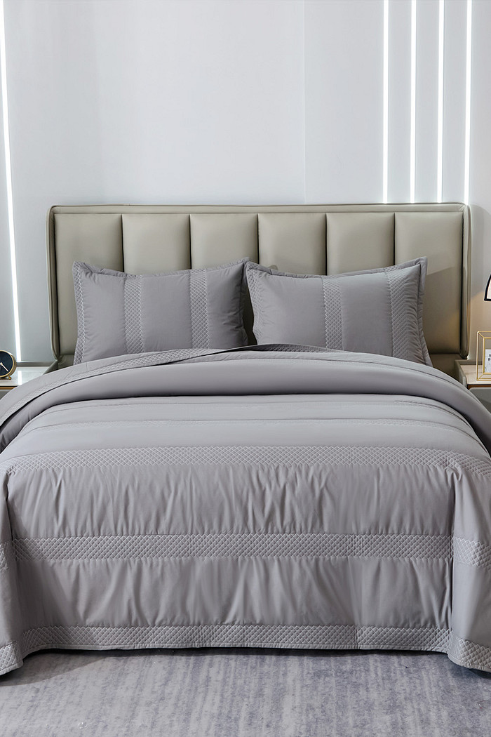 Kit Colcha Queen Essence 230 Fios Matelado Dupla Face 100% Algodão - Cinza