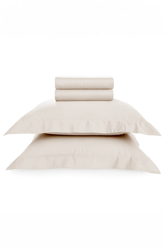 Jogo de Cama Casal 4 Peças 300 Fios Cetim 100% Algodão Marfim