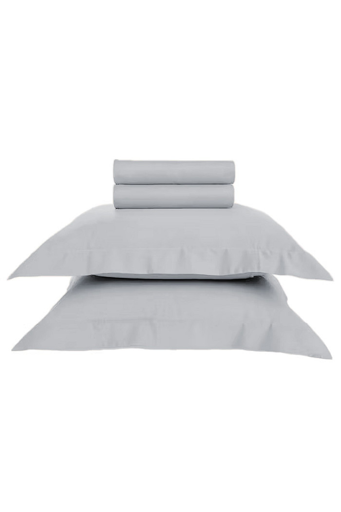 Jogo de Cama Solteiro Cetim 300 Fios 100% Algodão Cinza Medio
